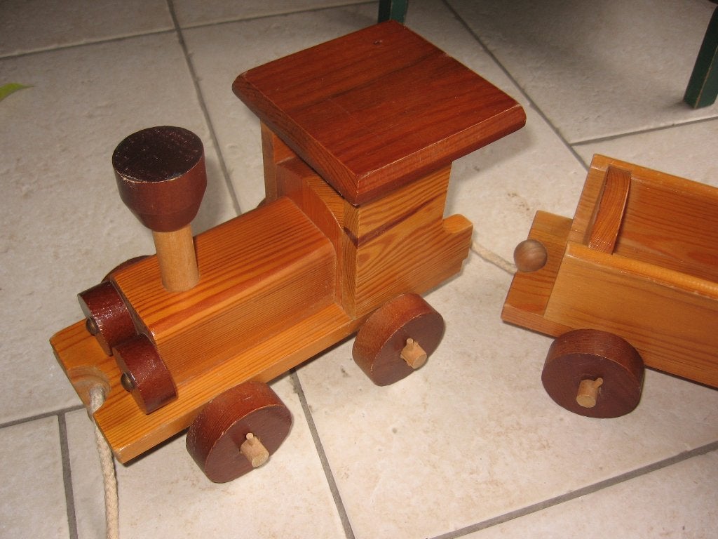 Schitterende vintage houten trein uit de jaren 80, Ophalen of Verzenden, Zo goed als nieuw, Duw- of Trekspeelgoed