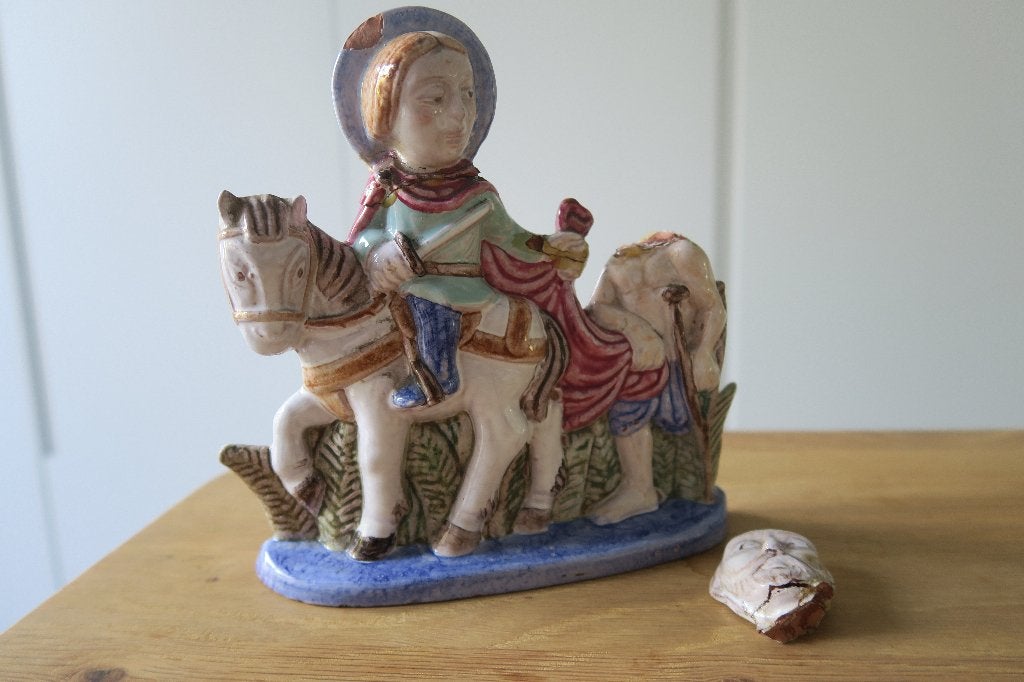 Statuette art religieux poterie Sars-la-Bruyère A RESTAURER, Enlèvement ou Envoi