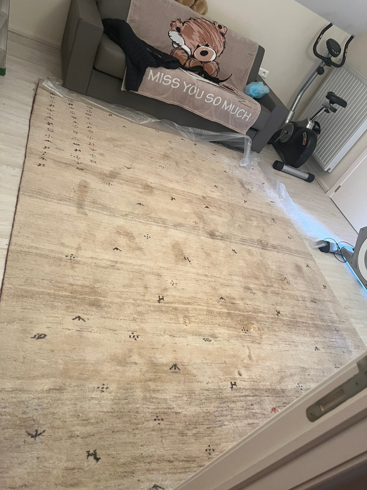 Tapijt met klein motief 210 op 310 zandkleur, Maison & Meubles, Ameublement | Revêtements de sol, Crème, 5 à 10 m², Enlèvement