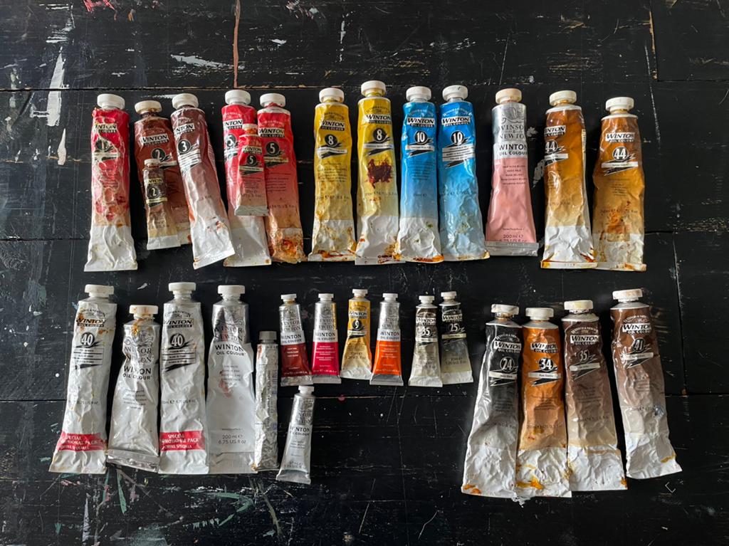 Lot olieverf te koop, Hobby en Vrije tijd, Schilderen, Ophalen, Zo goed als nieuw, Olieverf