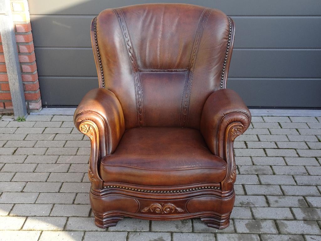 KOOPJE - Rookvrije omgeving -  Nog mooie staat ZETEL IN LEER, Ophalen, Gebruikt, Klassiek - Eclectisch, 100 tot 125 cm