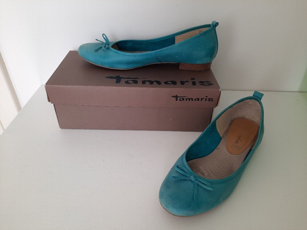 Ballerina's Tamaris / 41, Tamaris, Blauw, Gedragen, Ballerina's