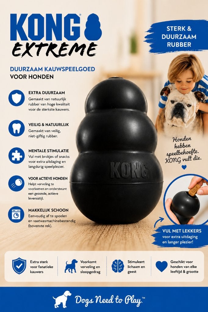 KONG Extreme rubber kauwspeeltje voor honden, Dieren en Toebehoren, Hondenspeelgoed, Nieuw, Hondenballen, Ophalen of Verzenden