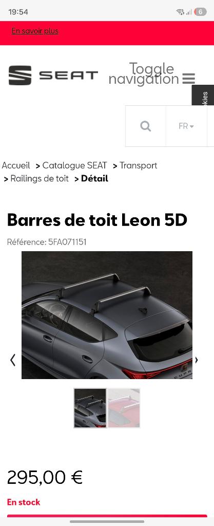 Barre de toit pour Seat Leon, Enlèvement, Utilisé