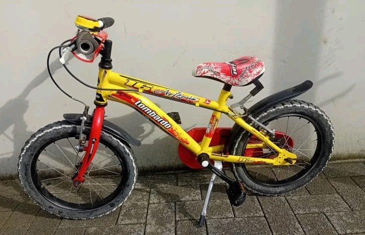 Kinderfiets Lombardo 16inch Racing Team Red Devils 🚴‍♂️, Enlèvement, Utilisé, Véhicule à pédales