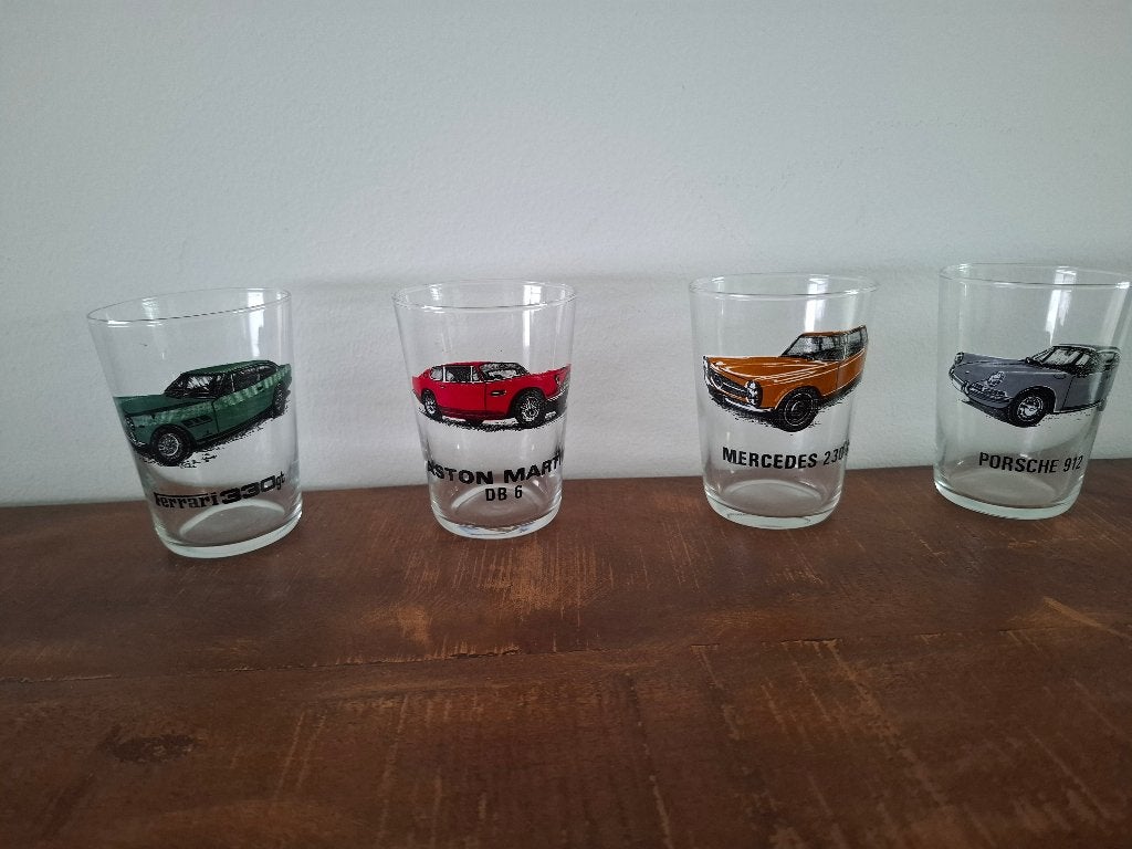 4 vintage voertuig glazen, Ophalen