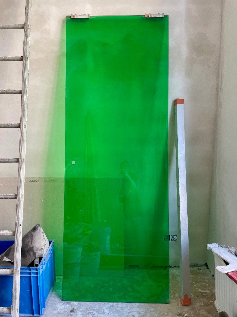 groene glazen schuifdeur, Doe-het-zelf en Bouw, Overige materialen, Gebruikt, Overige typen, Inclusief glas