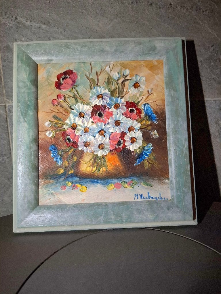 prachtig olieverfschilderij van een levendig bloemenboeket, Antiquités & Art, Art | Peinture | Classique, Enlèvement