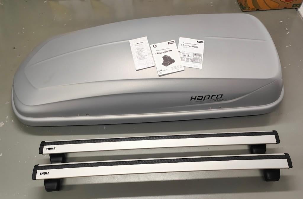 Coffre de toit HAPRO + barre thule, Autos : Divers, Enlèvement, Utilisé