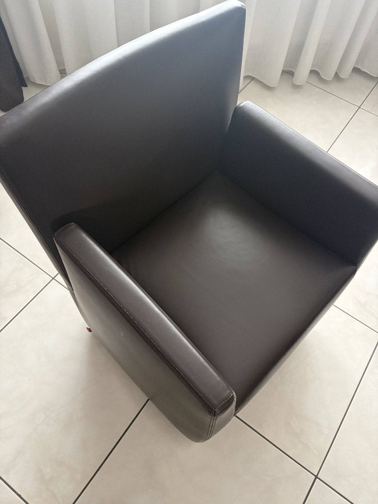 Lot de 6 magnifiques fauteuils en cuir véritable BELLERI, Moins de 75 cm, Comme neuf, Cuir, Moins de 50 cm