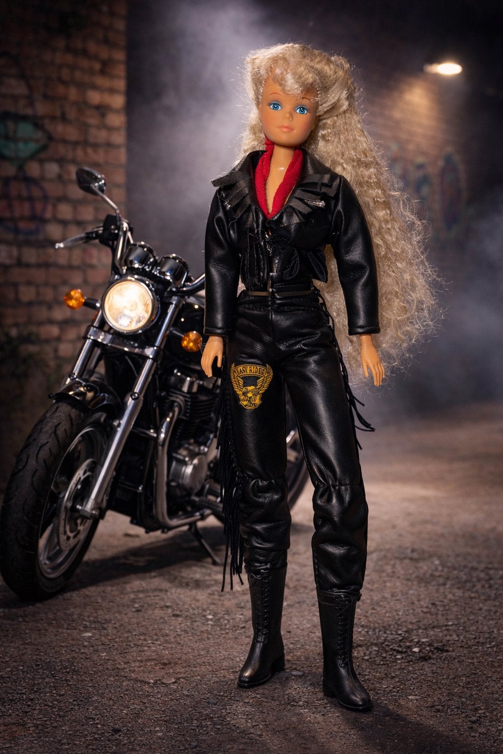 Vintage Steffi Love bikerpop / motorpop – jaren ’90, Kinderen en Baby's, Ophalen of Verzenden, Gebruikt, Barbie