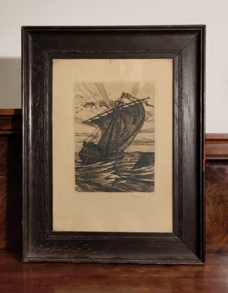 Voilier par Albert de Goy, Antiquités & Art, Art | Eaux-fortes & Gravures, Enlèvement ou Envoi, Paysage, Gravure, 1900 - 1949