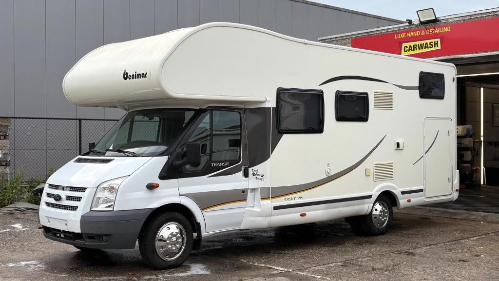 Benimar Sport 345 –Transit 2.2 TDCi 140pk – 2012 – 75.000 km, Caravans en Kamperen, Alkoof, Ringverwarming, Ford, Fietsendrager