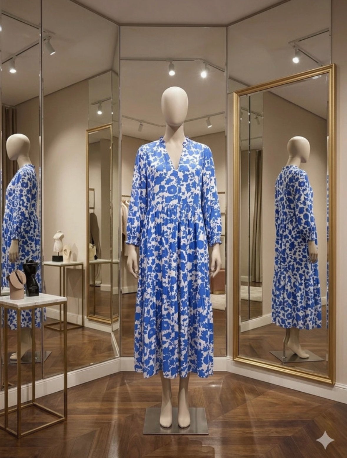 Magnifique robe longue fluide à fleurs bleu et blanc, Enlèvement ou Envoi, Comme neuf, Bleu