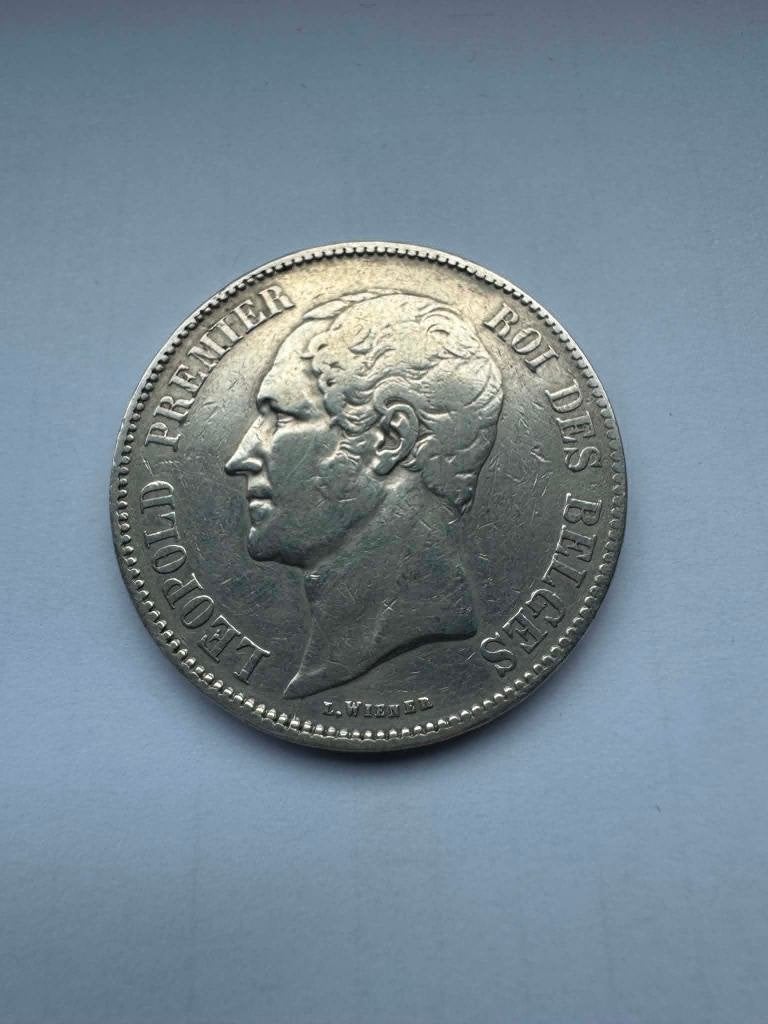 België - 5 Francs 1849 (Leopold I, zilver), Zilver, Ophalen of Verzenden, Losse munt, Zilver