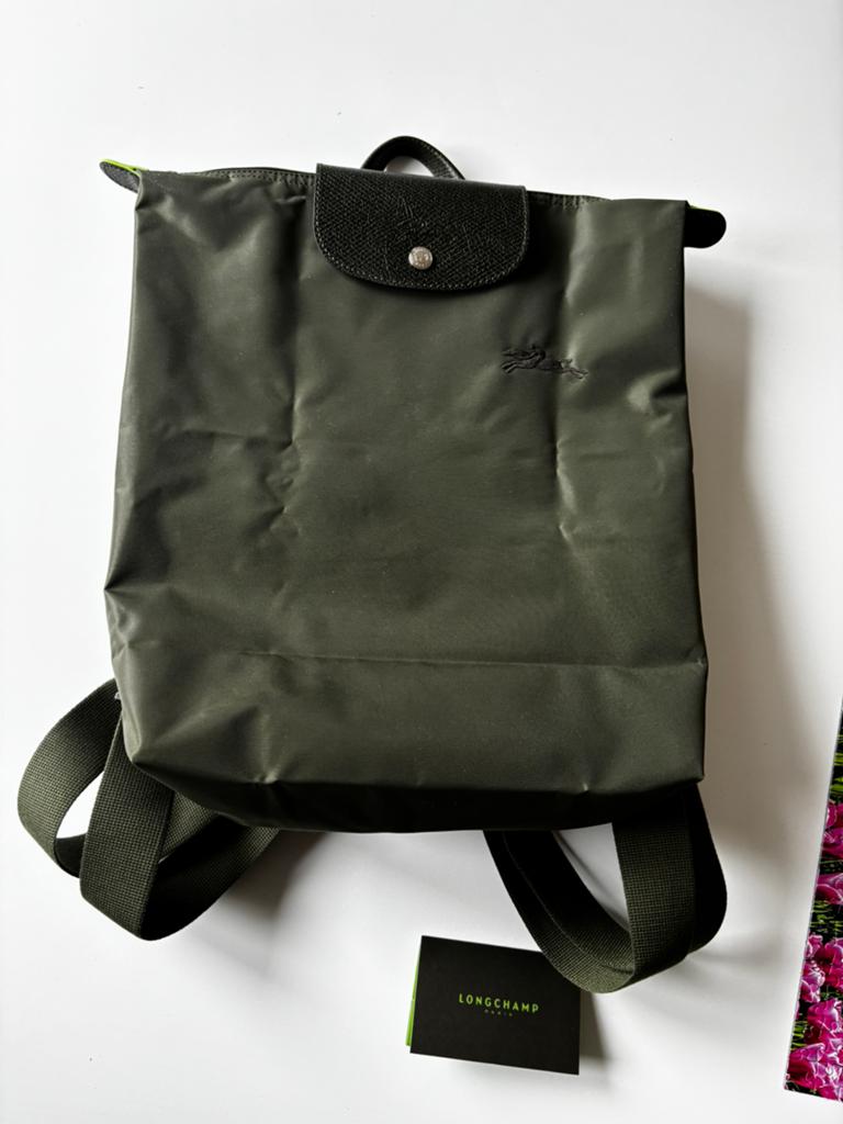 Rugzak Le Pliage Green nylon en leder LONGCHAMP, 25 tot 40 cm, Nieuw, 30 tot 45 cm, Ophalen