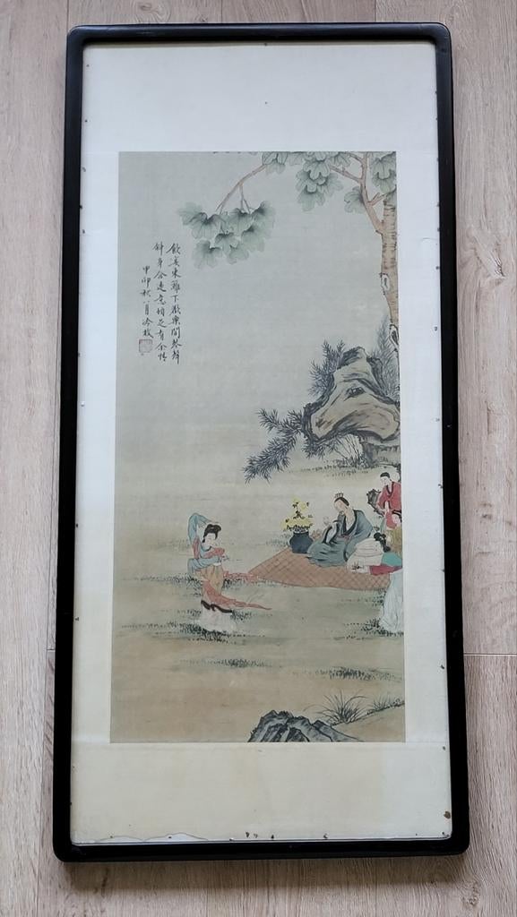Oude Chinese schilderij met kalligrafie, Antiek en Kunst, Ophalen