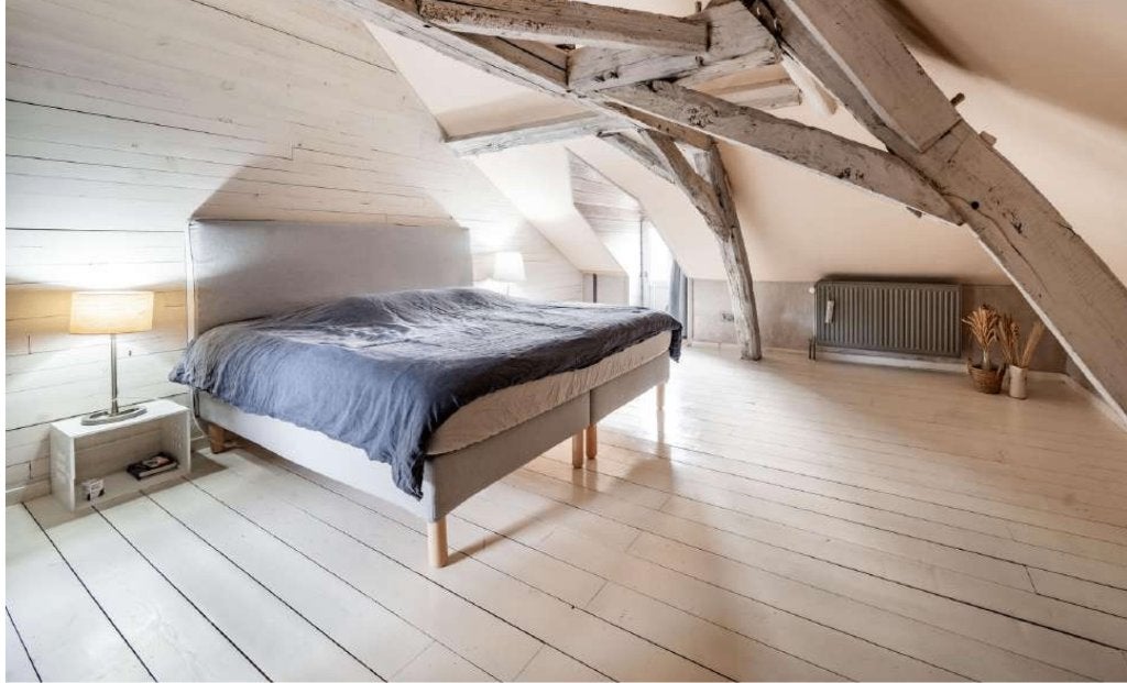 Lit DUNVIK King Size + Matelas Emma Original, Gris, Enlèvement ou Envoi, Comme neuf, 180 cm