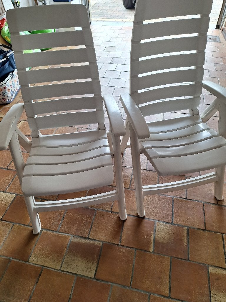 2 sièges de jardin (inclinables) /couleur blanc HARTMANN, Enlèvement, Comme neuf, Synthétique, Pliant
