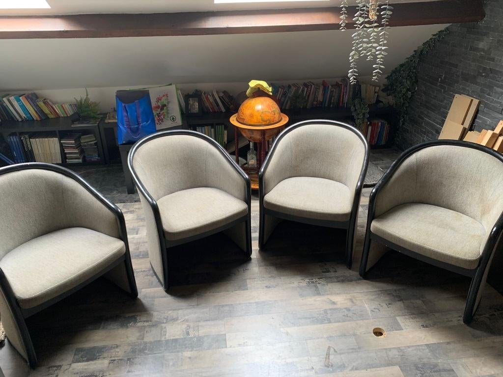 4 kuipstoelen, Huis en Inrichting, Stoelen, Ophalen, Gebruikt, Grijs, Stof