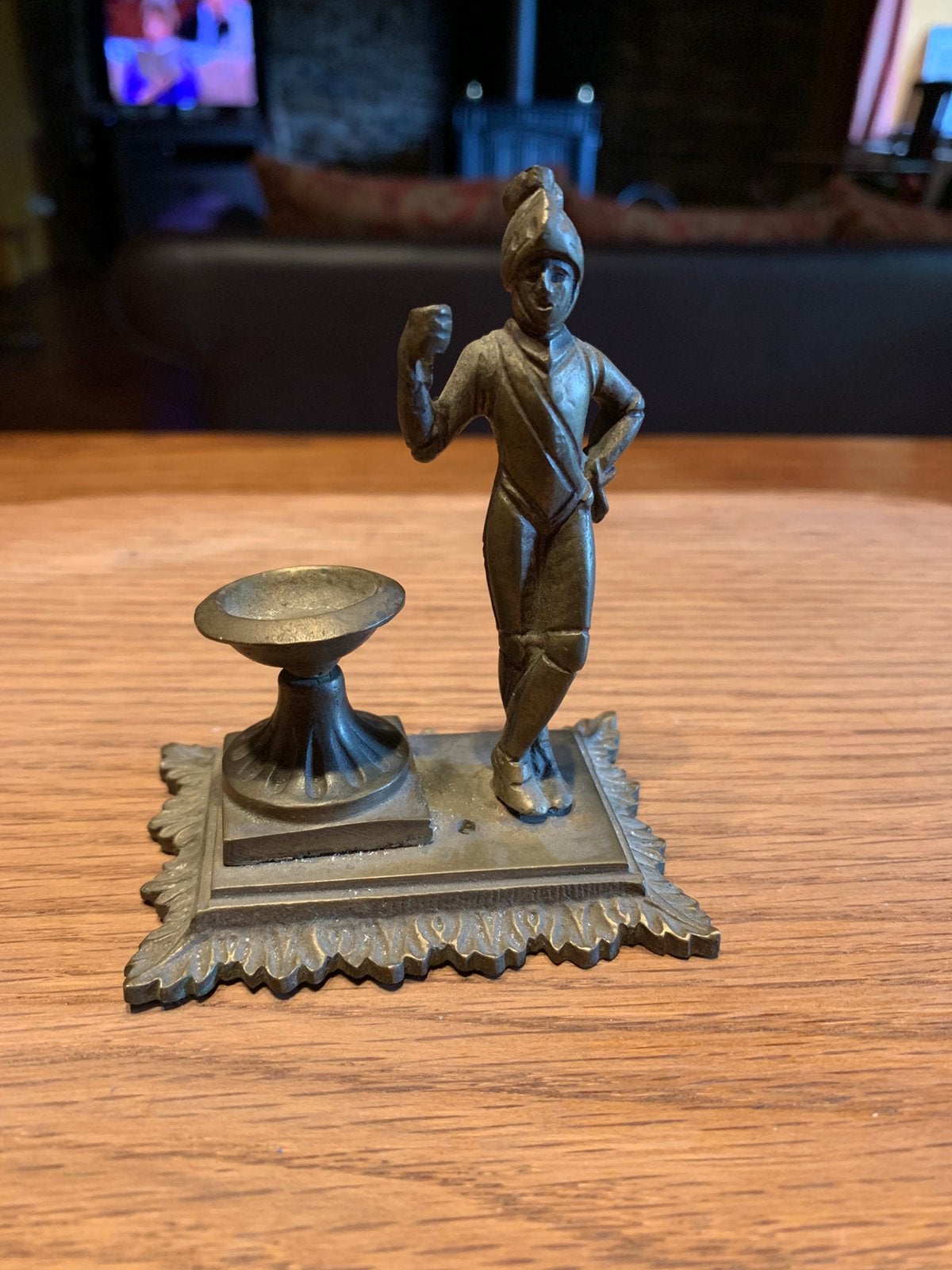 Chevalier bronze / laiton à encrier antique du XIXe siècle, Enlèvement ou Envoi