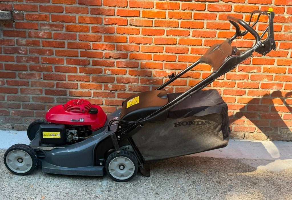 Honda benzine grasmaaier met opvangbak, Jardin & Terrasse, Tondeuses à gazon, Honda., Tondeuse rotative, 40 à 49 cm, Enlèvement