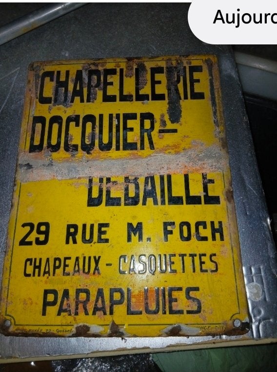 Plaque émaillée année 50, Collections, Enlèvement ou Envoi, Utilisé, Panneau publicitaire