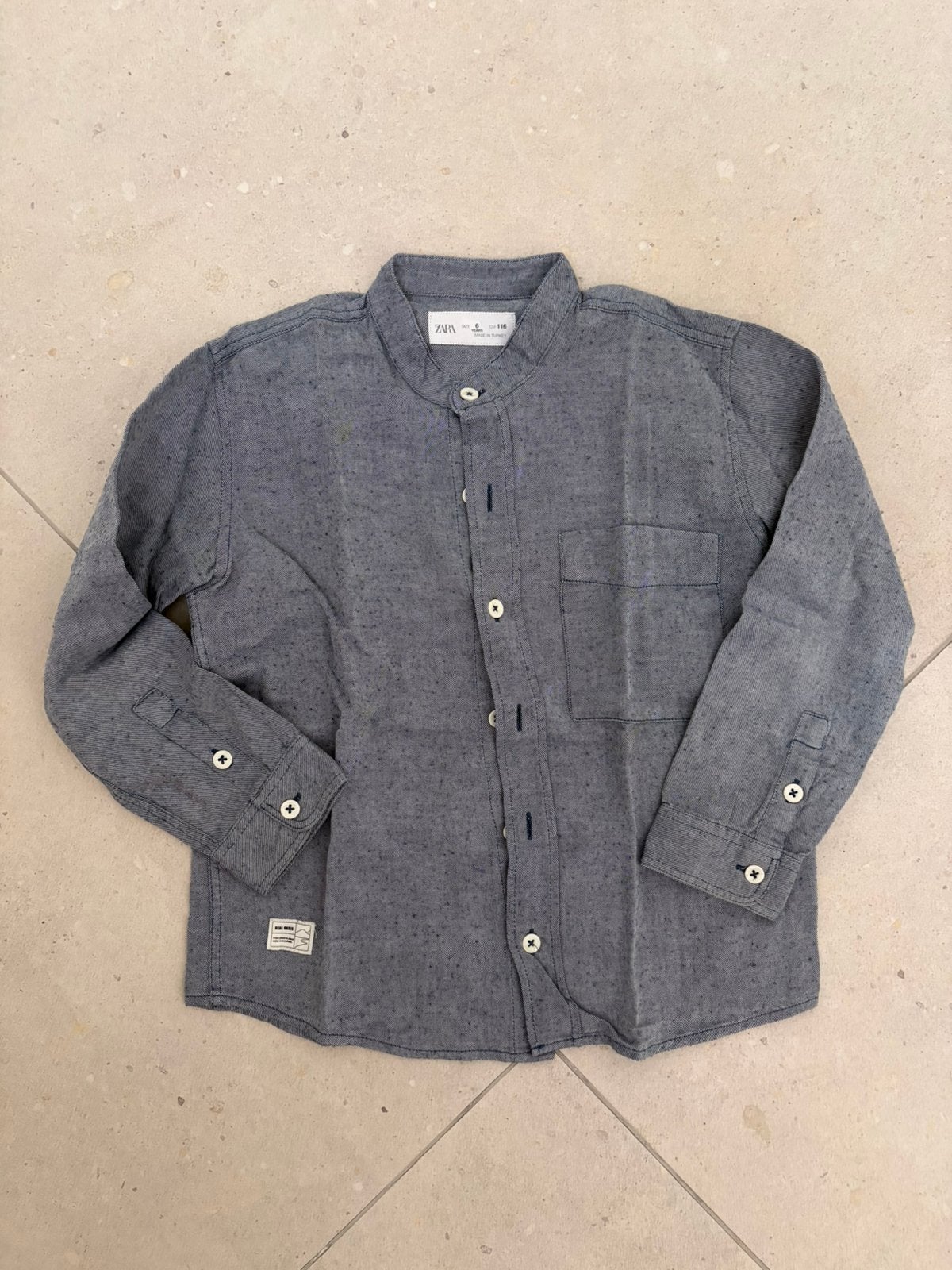 Jongenshemd met mao-kraag (Zara), Kinderen en Baby's, Kinderkleding | Maat 116, Ophalen, Zo goed als nieuw