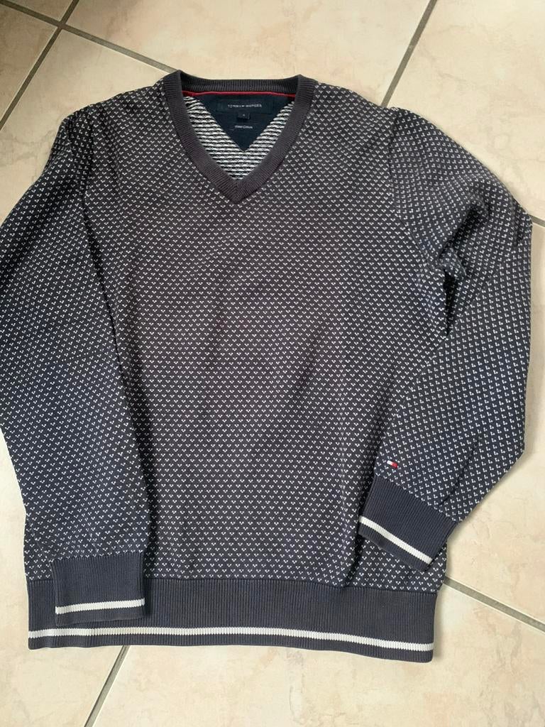 Heren trui pull Tommy Hilfiger C katoen donkerblauw als nie, Enlèvement ou Envoi, Comme neuf