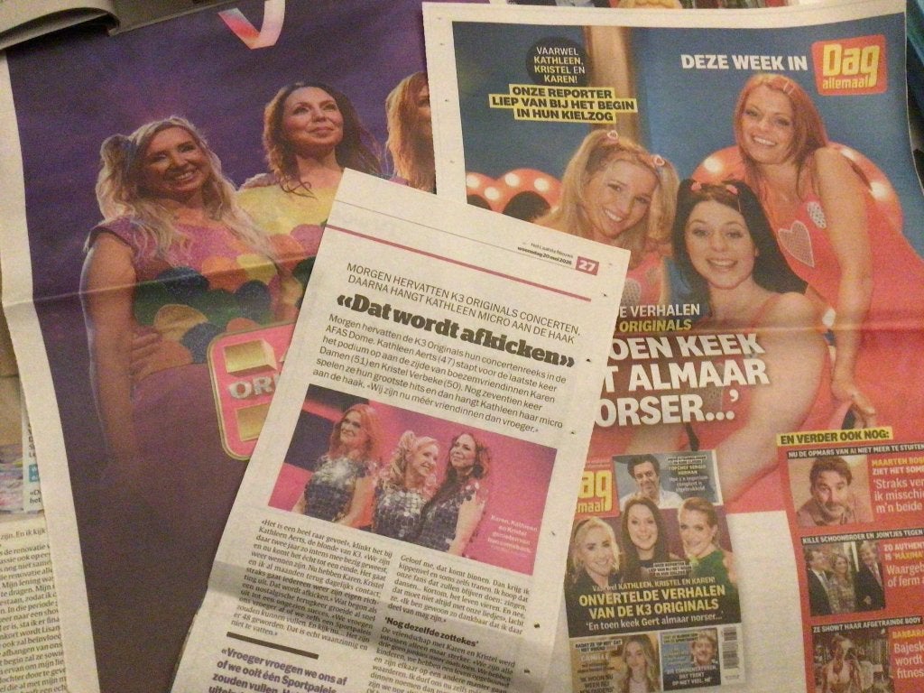 Krantenknipsels originele K3 Nina 20 jaar Karen Damen, Verzamelen, Muziek, Artiesten en Beroemdheden, Ophalen of Verzenden