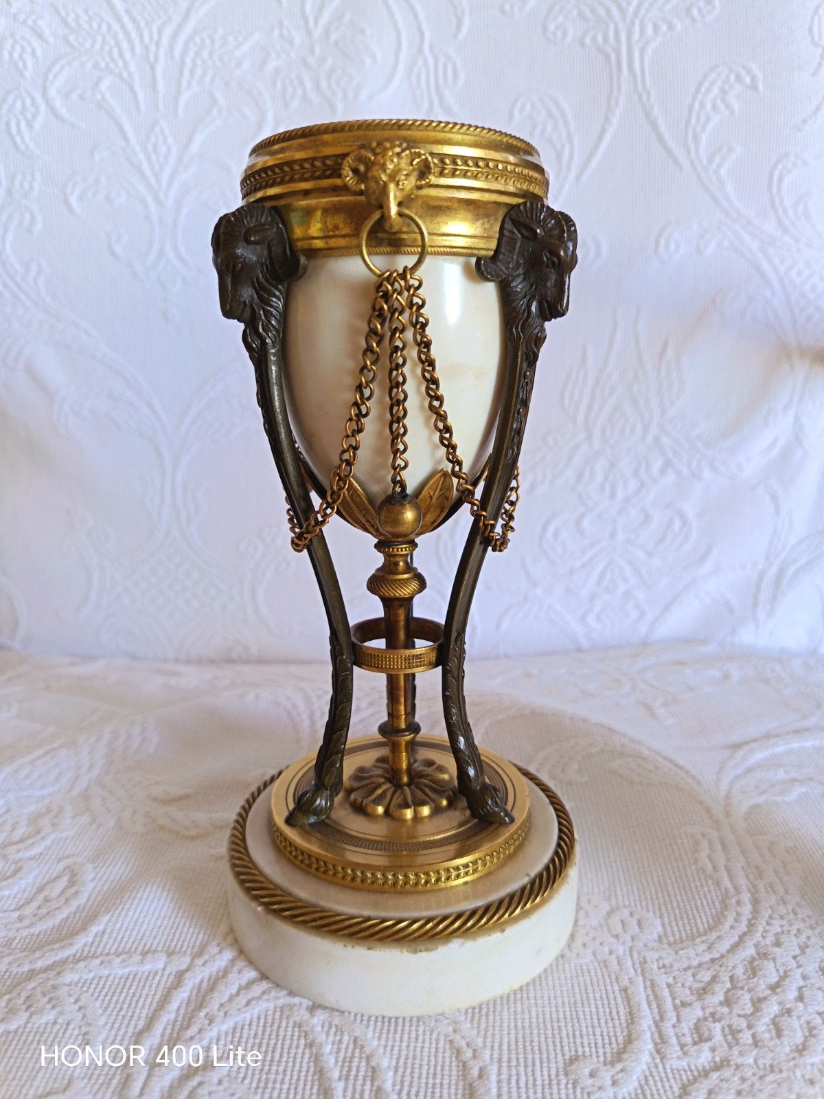 Cassolette française en bronze/marbre 1880/19.50cm, Antiquités & Art, Art | Objets design, Enlèvement ou Envoi, Chandelier