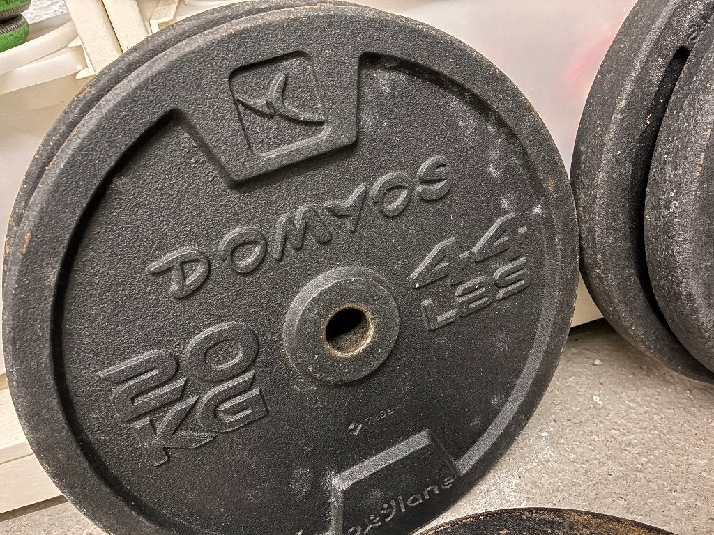 Disques de poids / musculation en fonte 20kg X 4, Sports & Fitness, Enlèvement, Utilisé, Plaques d'haltères