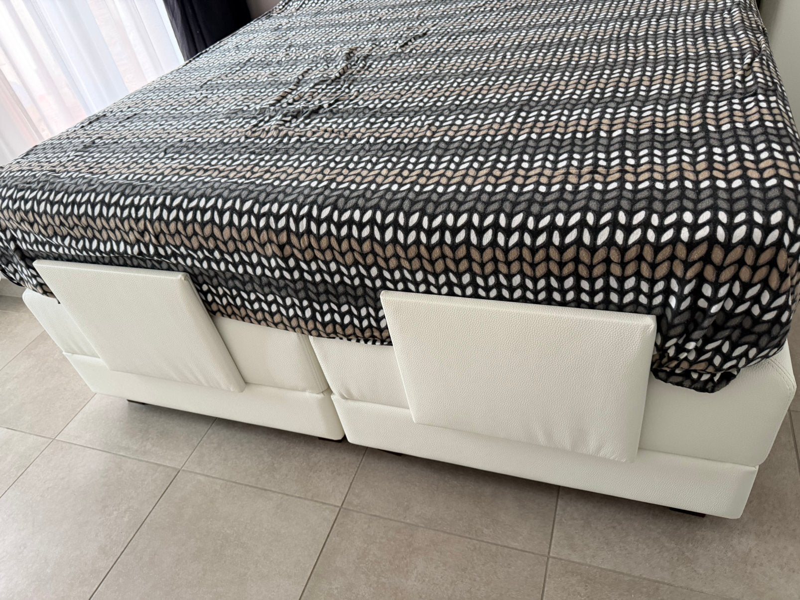 Electrische boxspring bed, Ophalen, Overige materialen, Verstelbaar, Wit