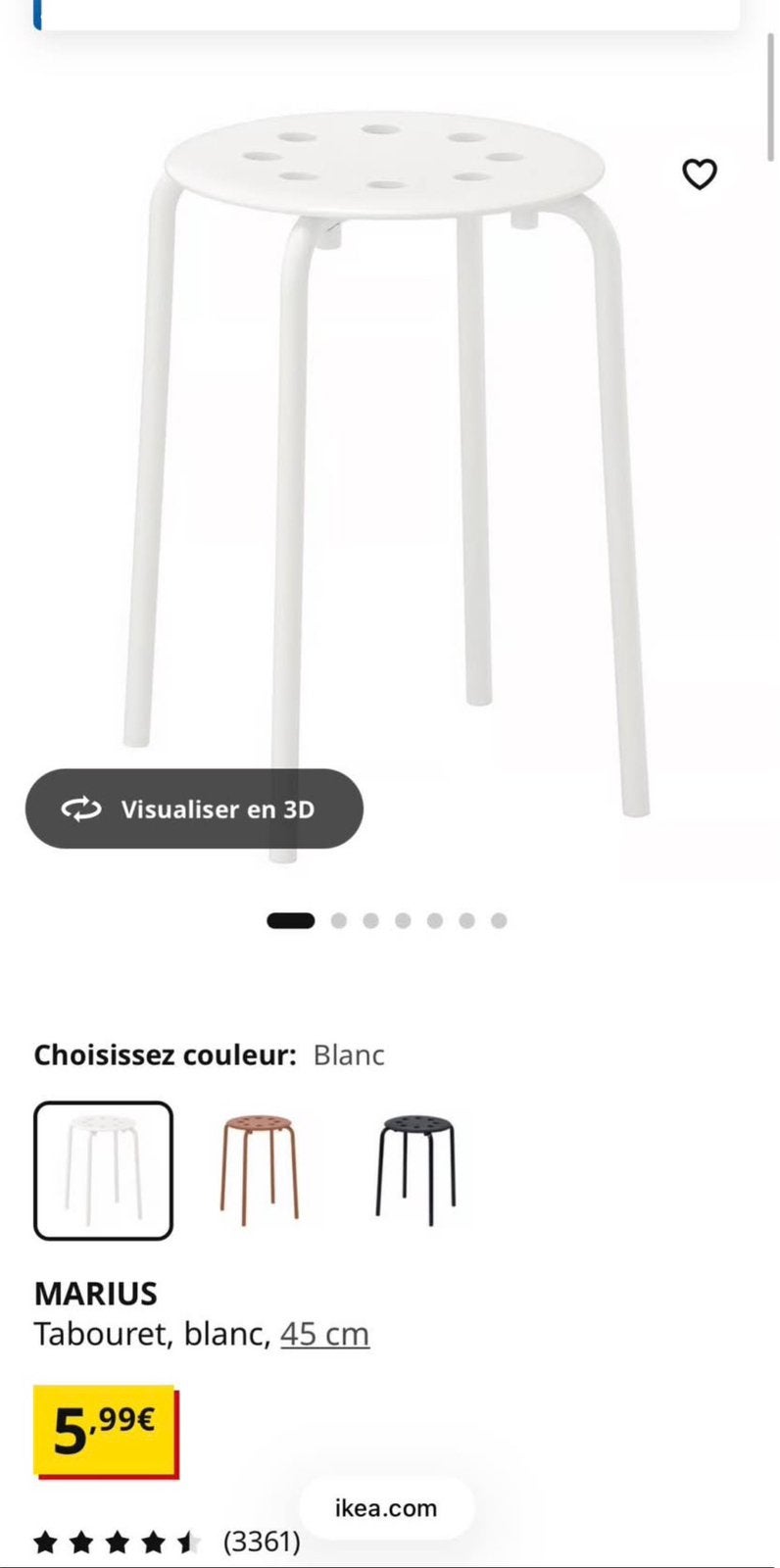2 tabourets blancs IKEA, Ophalen, Gebruikt, IJzer