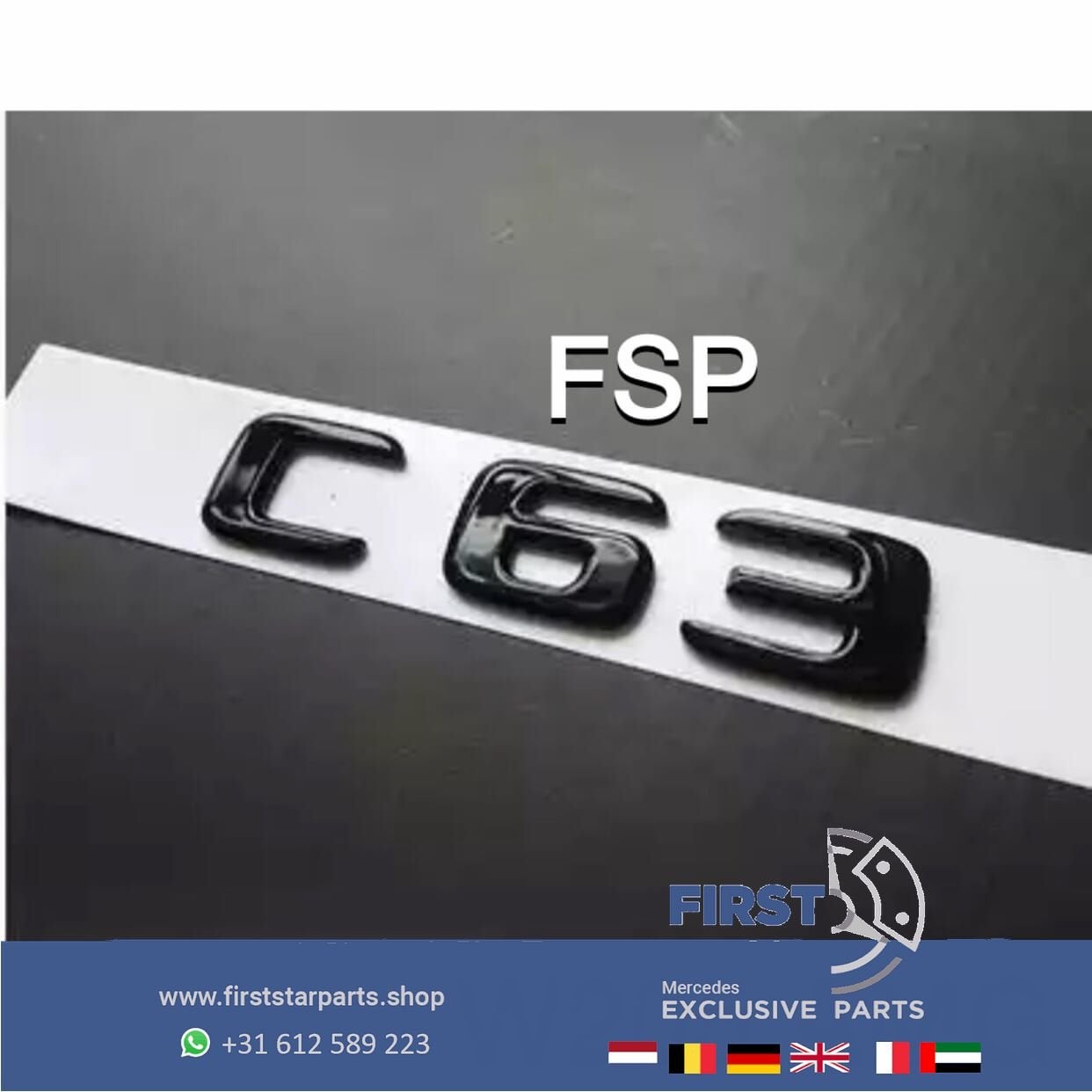 LETTERS W205 C63 AMG ZWART LOGO Mercedes C Klasse 63 2014-20, Gebruikt, -, Ophalen of Verzenden, Achter