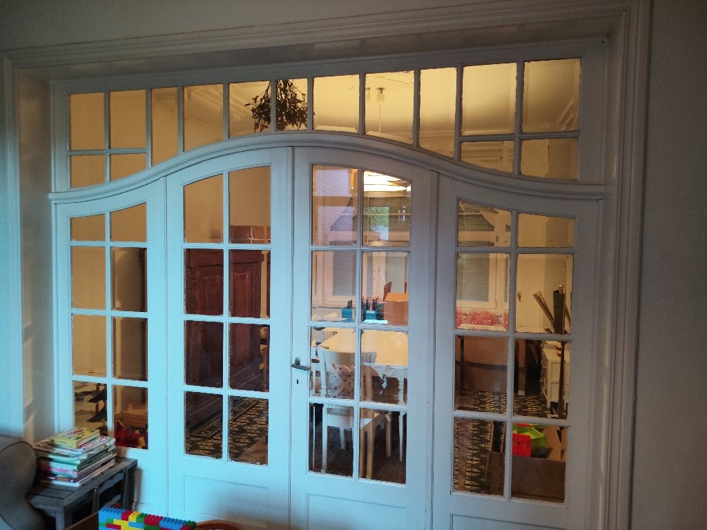 Porte avec des vitres en biseaux d'époque, Bricolage & Construction, Vitres, Châssis & Fenêtres, Utilisé, Fenêtre de façade ou Vitre