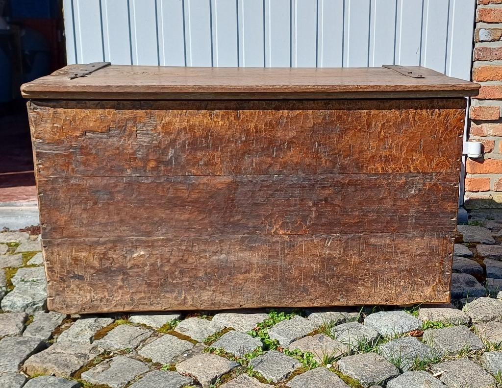 Houten eiken koffer antiek opgepimpt binnenin, Ophalen, Gebruikt, Eikenhout