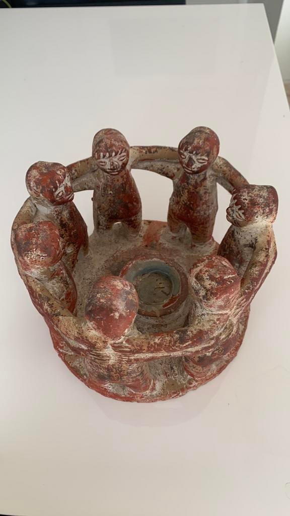 terracotta vriendenkring kaarsenhouder handgemaakt Mexicaans, Huis en Inrichting, Ophalen, Zo goed als nieuw