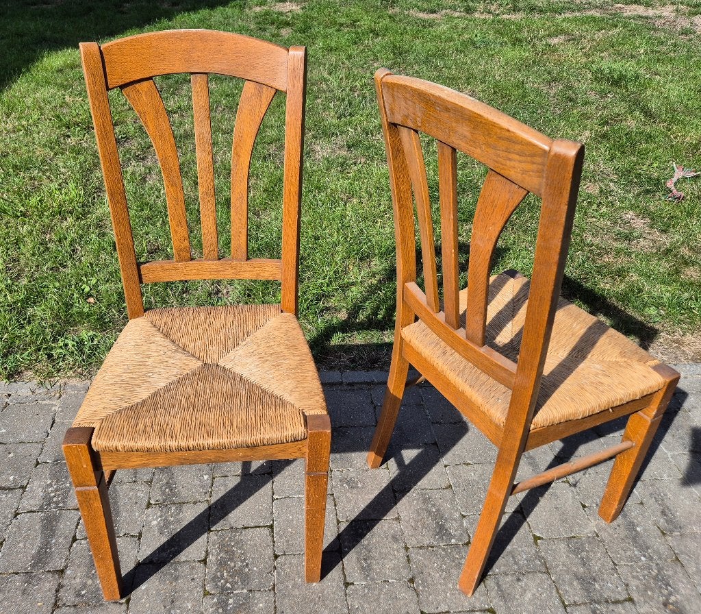 8 Chaises hautes chêne massif, Bois, Autres couleurs, Comme neuf, Enlèvement