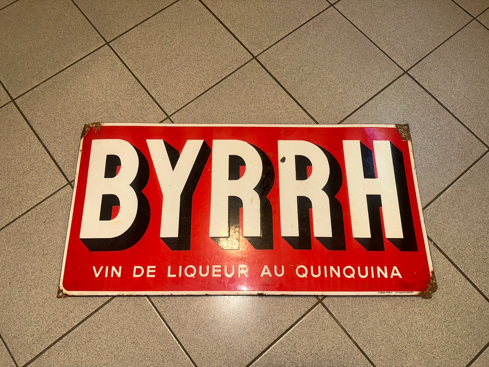 Ancienne plaque émaillée byrrh, Collections, Marques & Objets publicitaires, Enlèvement, Comme neuf