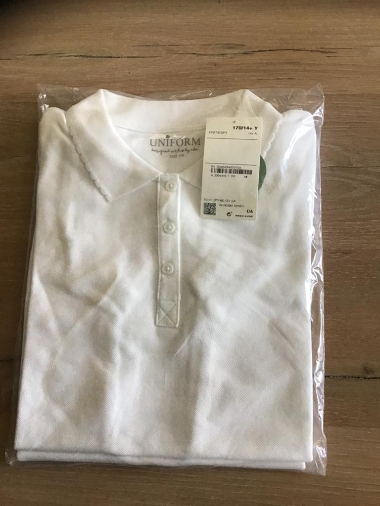 Witte polo meisje maat 170 2 st nieuw in verpakking uniform, Enfants & Bébés, Vêtements enfant | Taille 170, Enlèvement ou Envoi