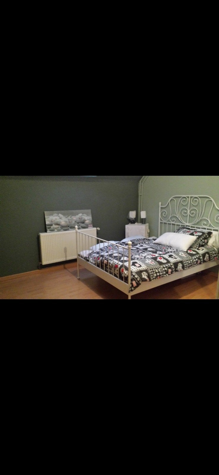 Cadre de lit double blanc IKEA LEIRVIK + Sommier, Ophalen, Wit, Metaal, 200 cm