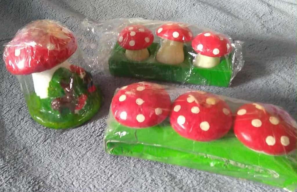 paddenstoel decoratie kaarsen alles samen, Ophalen of Verzenden