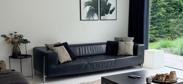 Koinor designzetel - zwart leder - 260cm, Huis en Inrichting, Ophalen, 250 tot 300 cm, 75 tot 100 cm, Rechte bank