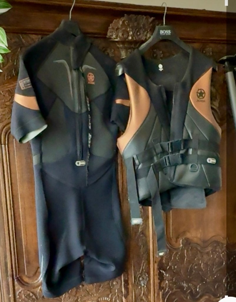 Neopreen watersportpak en zwemvest, Watersport en Boten, Wakeboarden, Ophalen, Zo goed als nieuw