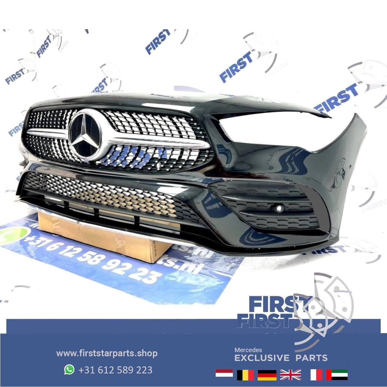 W118 C118 AMG LINE VOORBUMPER ZWART Mercedes 2018-2022 ORIGI, Gebruikt, -, Voor, Ophalen of Verzenden