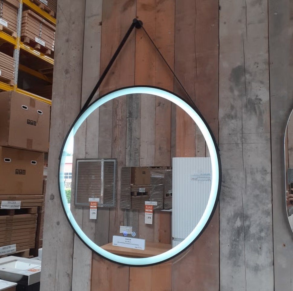 Spiegel, mat zwart, condensvij, LED 3 kleuren,Kairo 80 rond, Maison & Meubles, Accessoires pour la Maison | Autre, Neuf, Noir