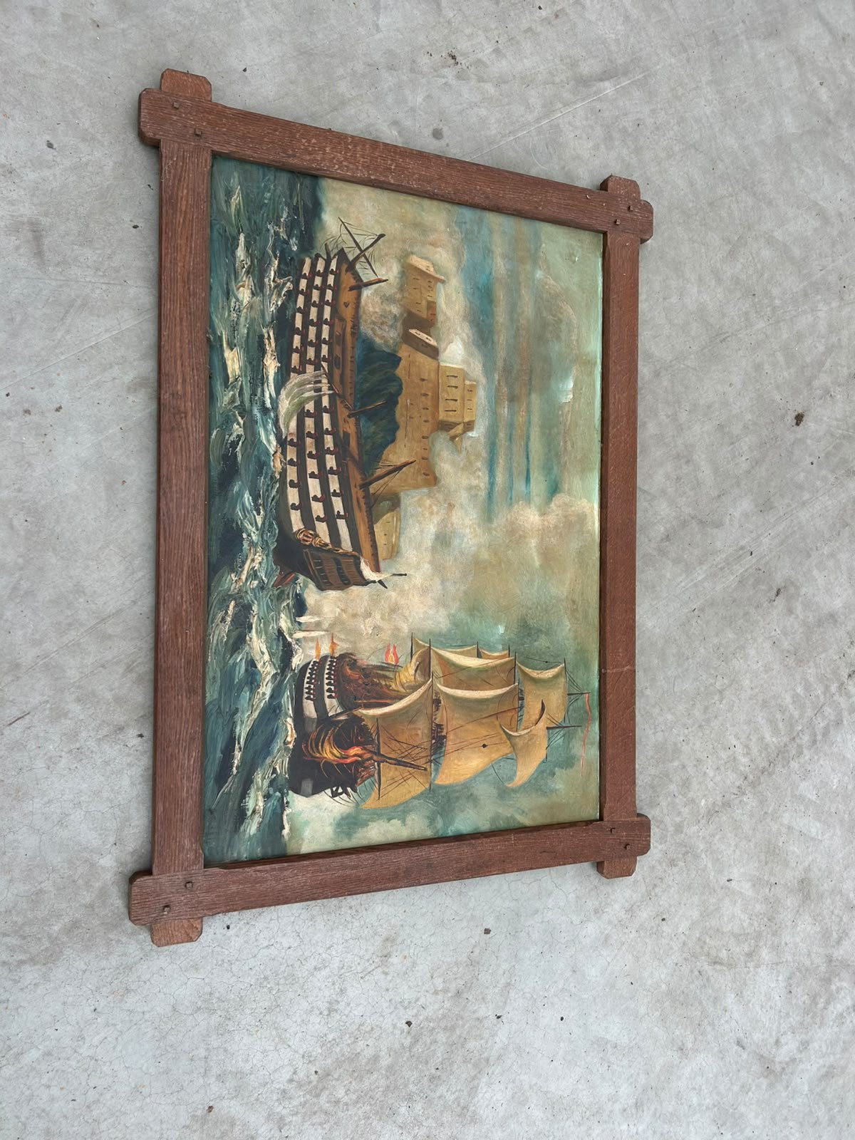 Oud marineschilderij met zeilschepen, Enlèvement