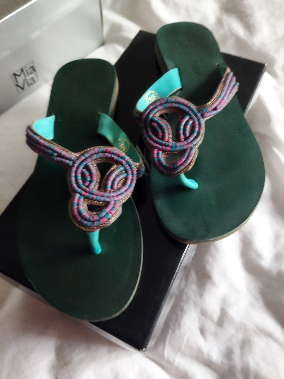 Turkooise teenslipper 36, Talking French, Espadrilles, Ophalen of Verzenden, Zo goed als nieuw