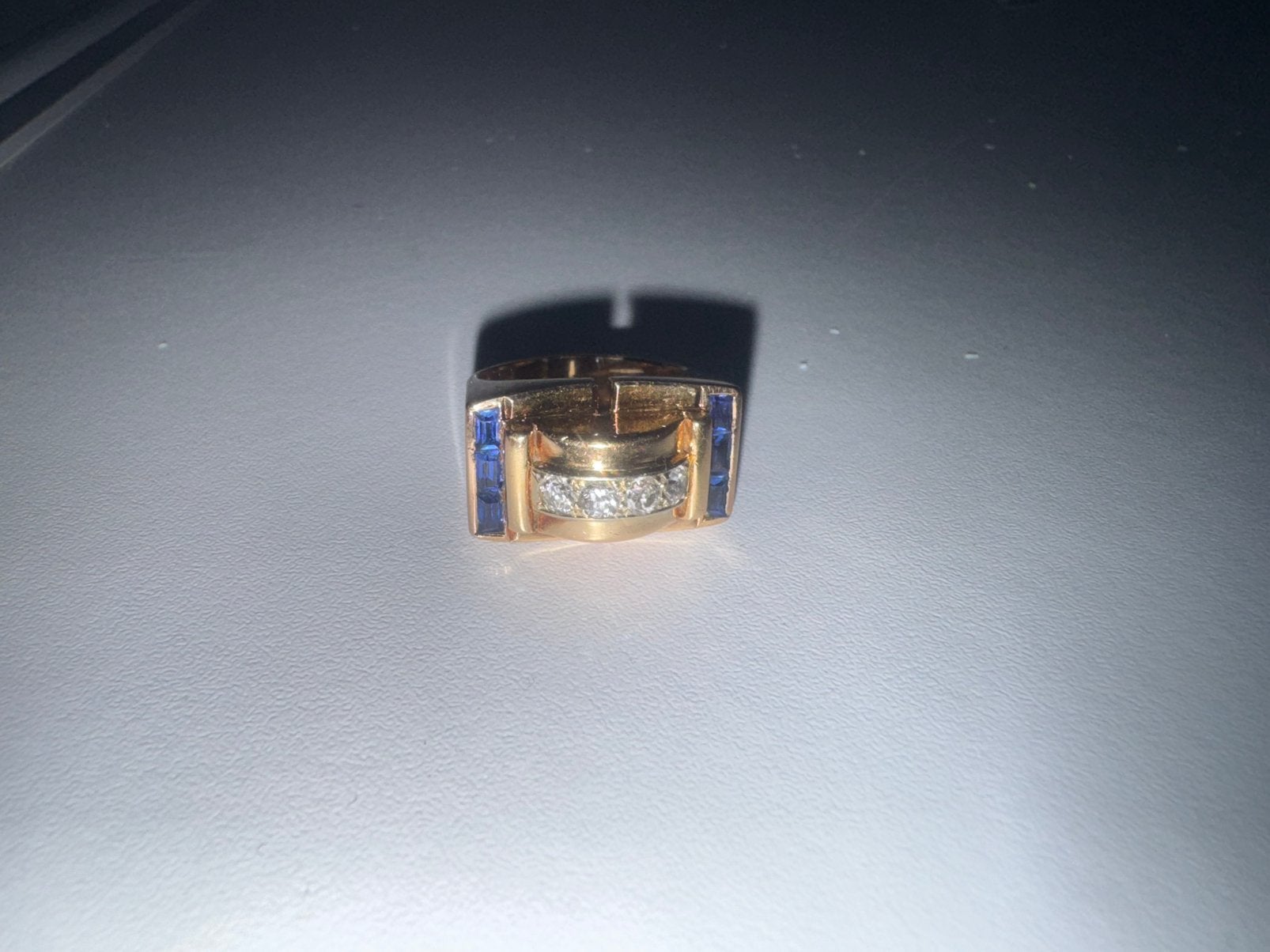 Bague diamants et saphir, Enlèvement ou Envoi, Comme neuf